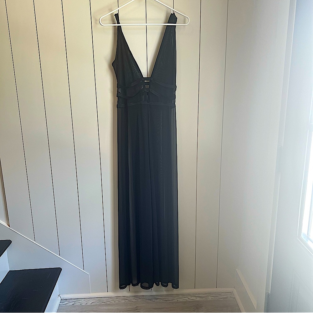 I Heart Raves mesh maxi slit dress